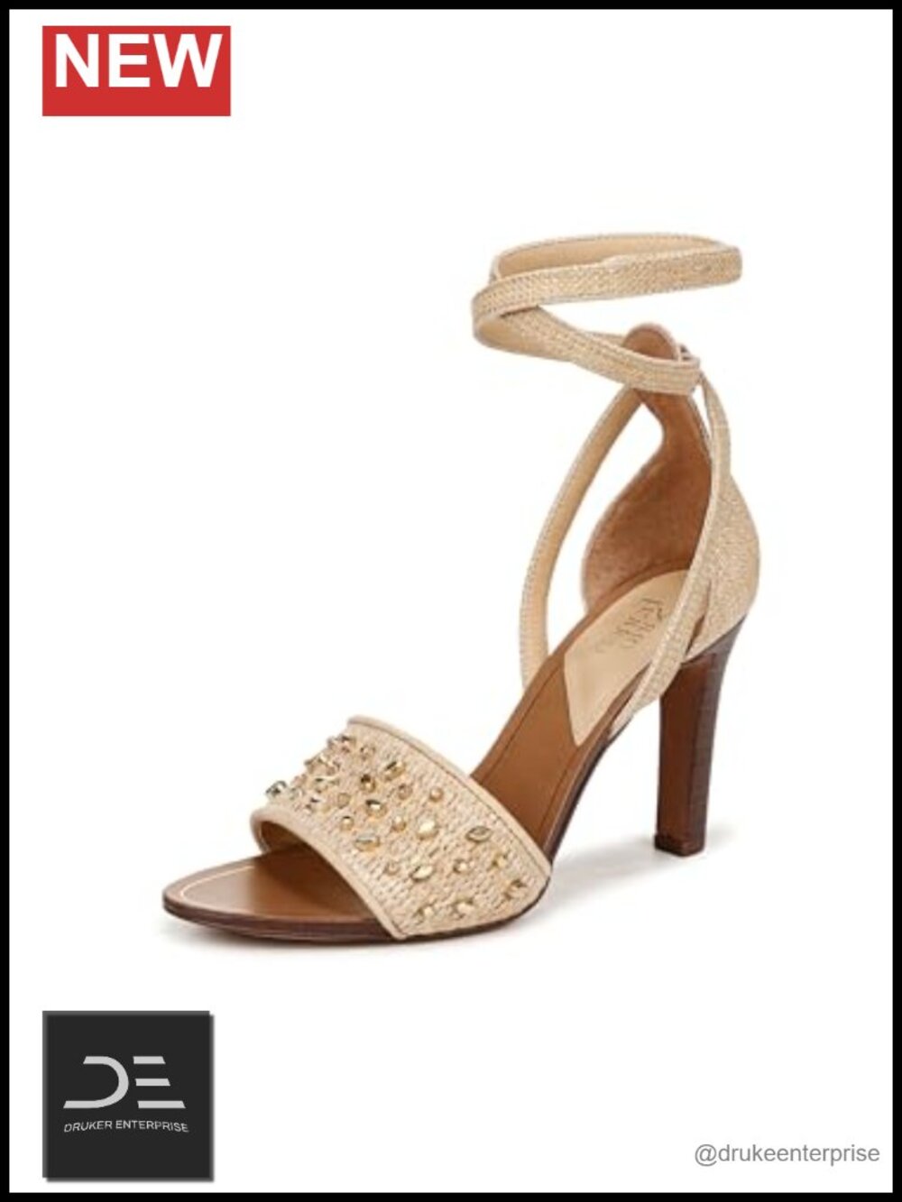 Franco Sarto L-eleanor2 Womens Heeled Sandals Raffia Open Toe Ankle Strap 3 Inch